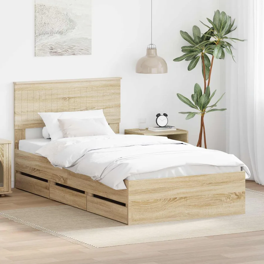 Cadre de lit Chêne Sonoma 100 x 200 cm Bois Ingénierie