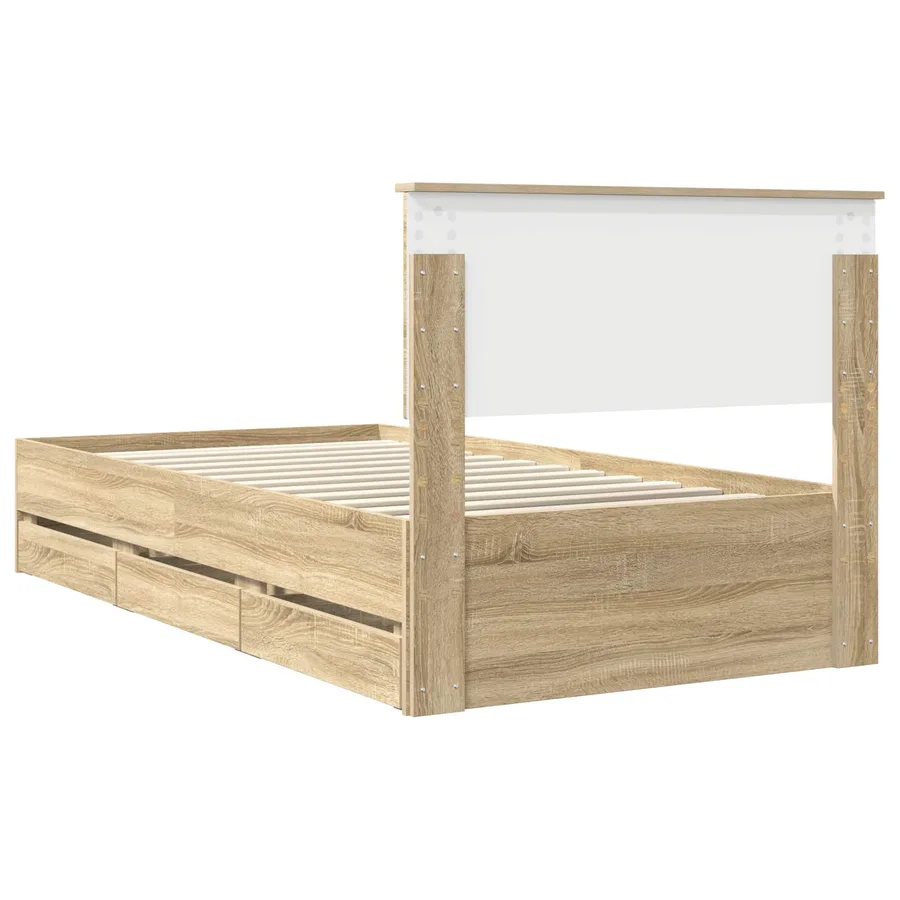 Cadre de lit Chêne Sonoma 100 x 200 cm Bois Ingénierie - 10