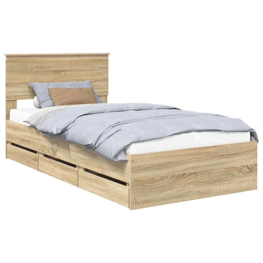 Cadre de lit Chêne Sonoma 100 x 200 cm Bois Ingénierie - 2