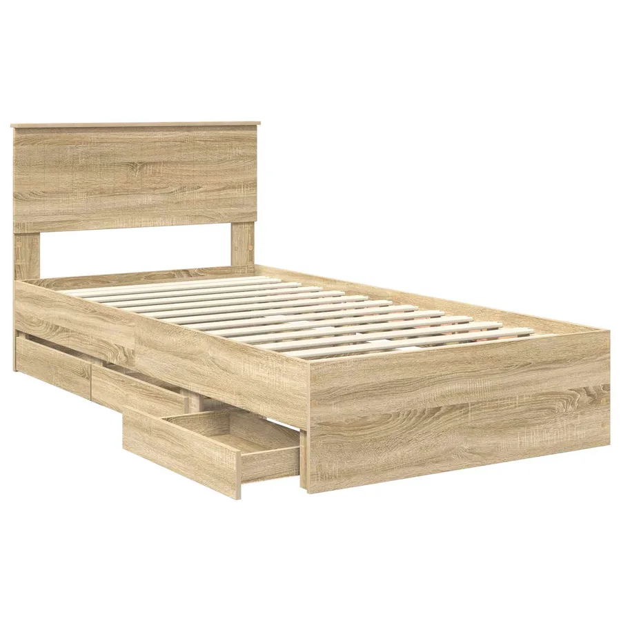Cadre de lit Chêne Sonoma 100 x 200 cm Bois Ingénierie - 5
