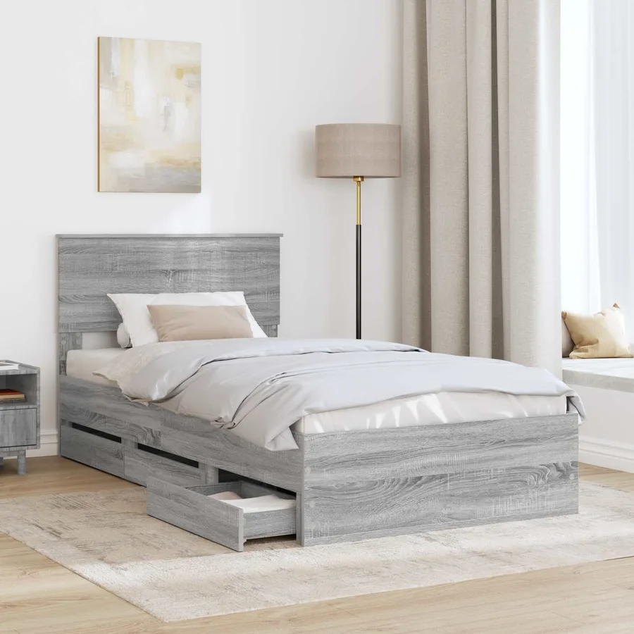 Cadre de lit Gris Sonoma 100 x 200 cm Bois Ingénierie - 3