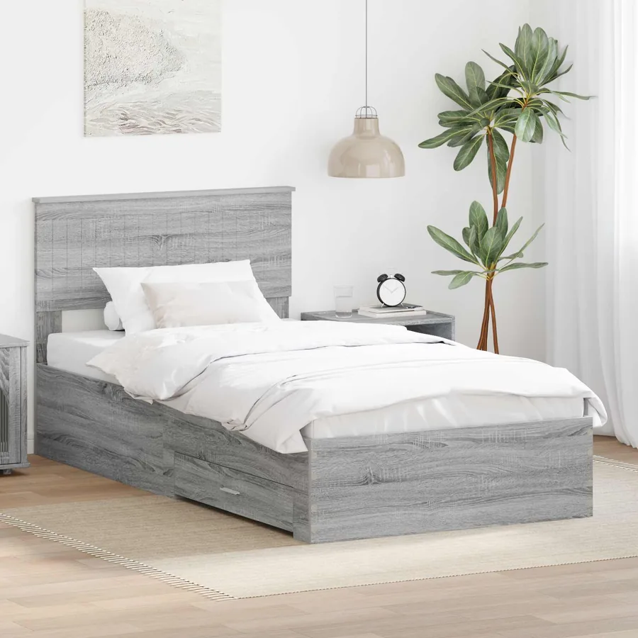 Cadre de lit Sonoma gris 100 x 200 cm Bois d'ingénierie