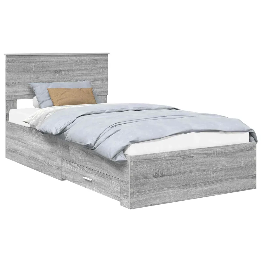 Cadre de lit Sonoma gris 100 x 200 cm Bois d'ingénierie - 2