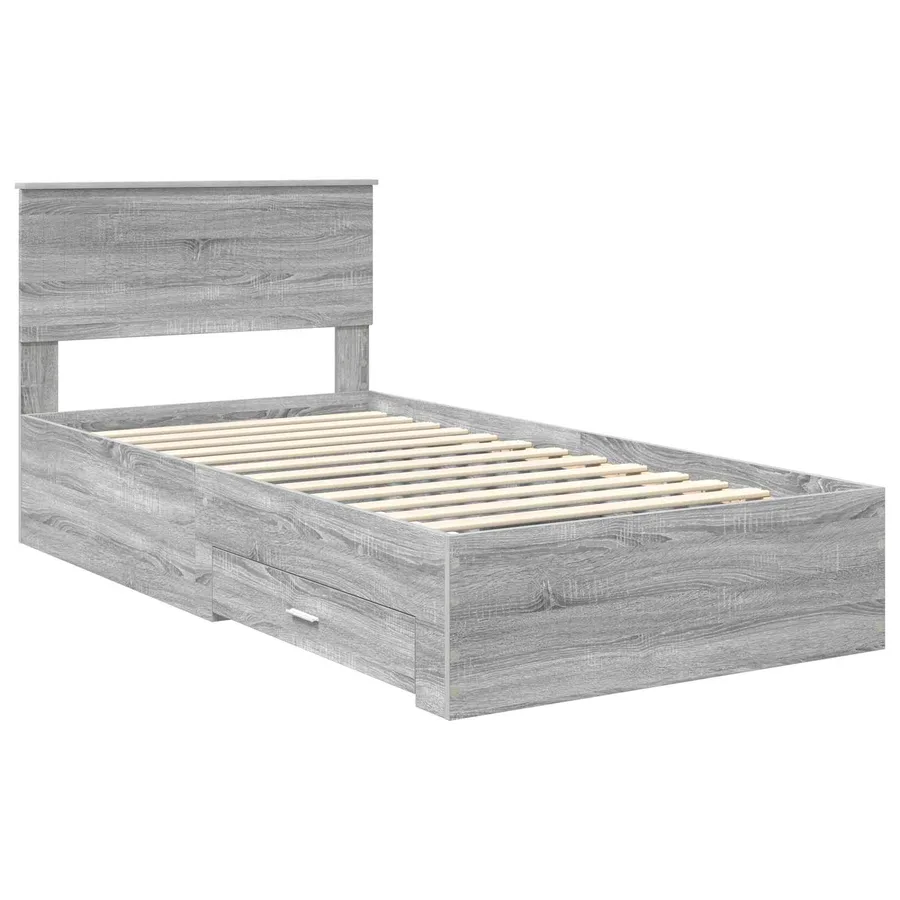 Cadre de lit Sonoma gris 100 x 200 cm Bois d'ingénierie - 4