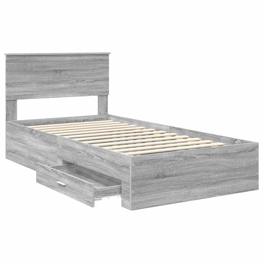Cadre de lit Sonoma gris 100 x 200 cm Bois d'ingénierie - 5