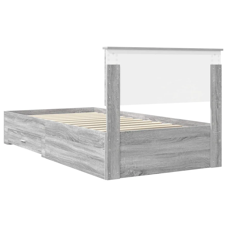 Cadre de lit Sonoma gris 100 x 200 cm Bois d'ingénierie - 9