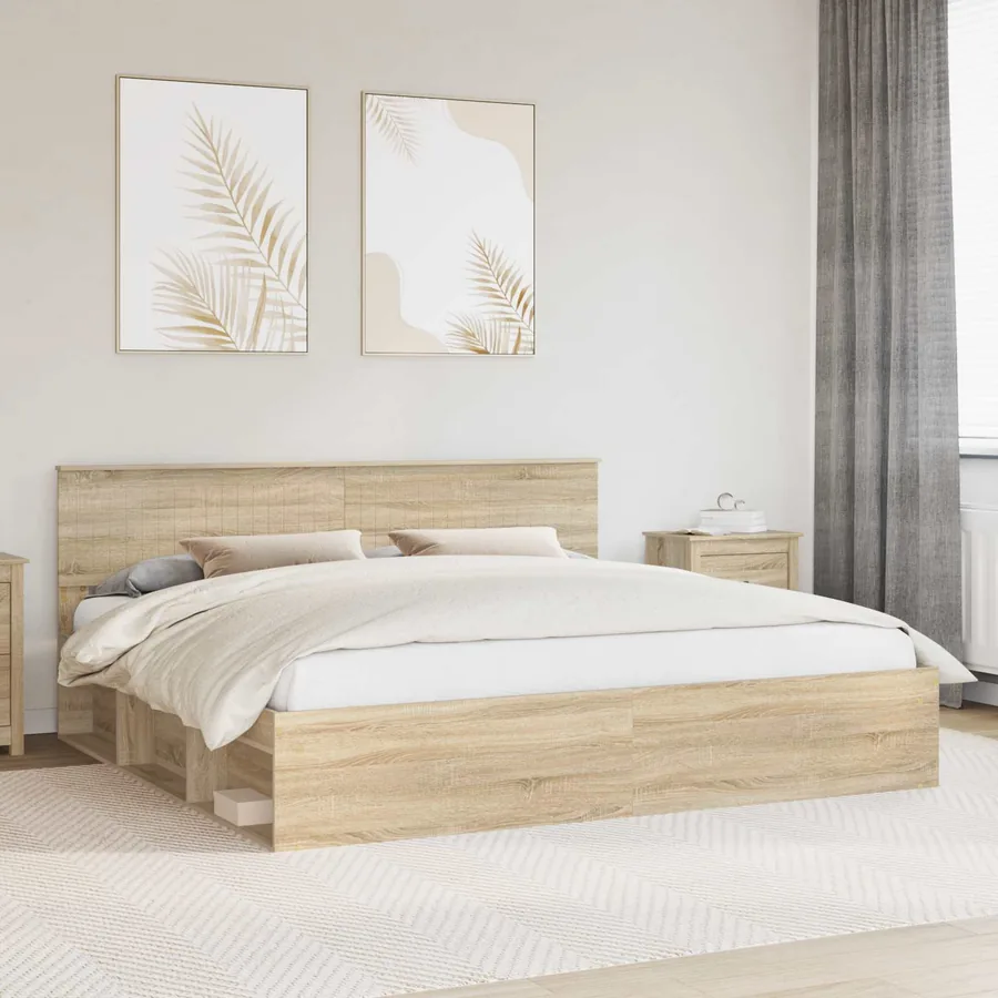 Cadre de lit avec tête de lit Sonoma 200 x 200 cm Pin massif