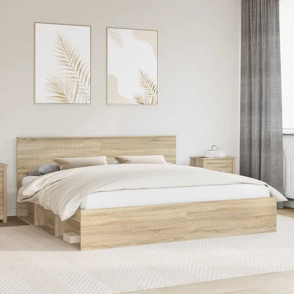 Cadre de lit avec tête de lit Sonoma 200 x 200 cm Pin massif