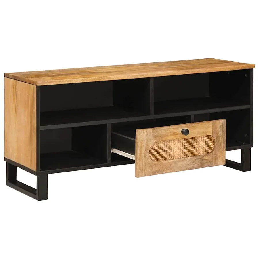 Meuble TV Marron 100 x 33 x 46 cm Bois de mangue massif - 2