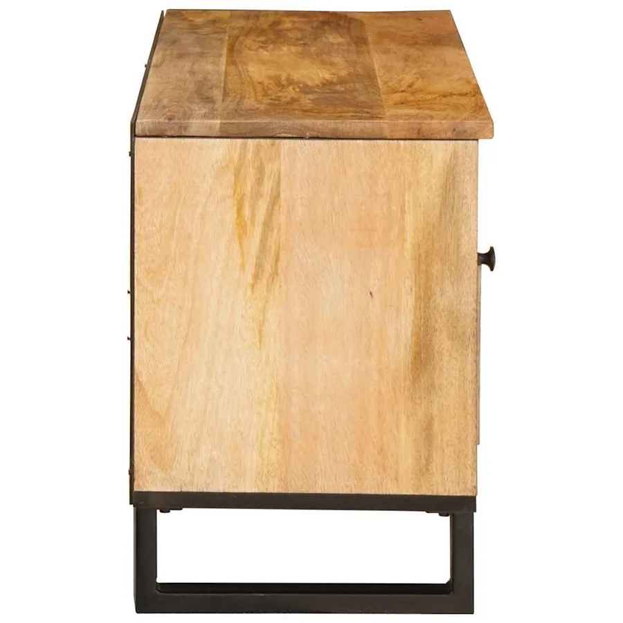 Meuble TV Marron 100 x 33 x 46 cm Bois de mangue massif - 4