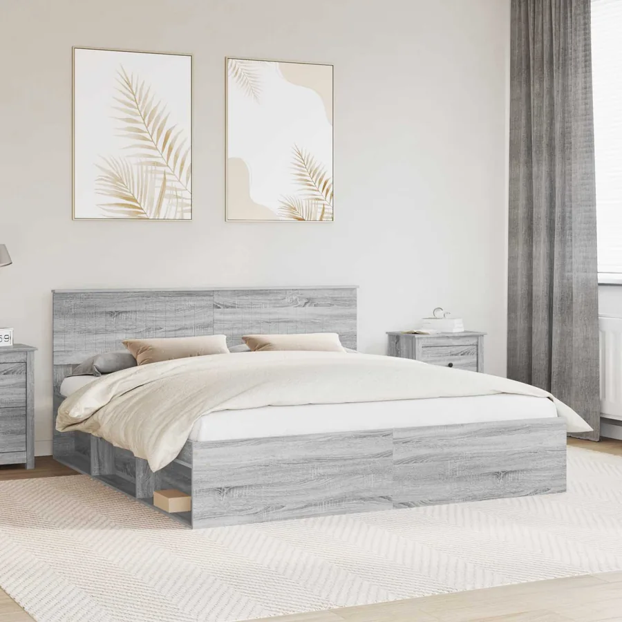 Cadre de lit Gris Sonoma 180 x 200 cm Pin massif
