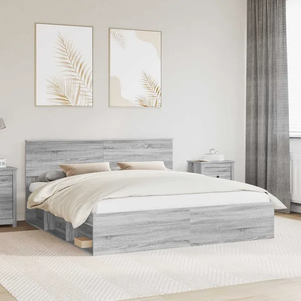 Cadre de lit Gris Sonoma 180 x 200 cm Pin massif