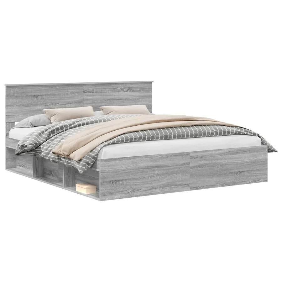 Cadre de lit Gris Sonoma 180 x 200 cm Pin massif - 2