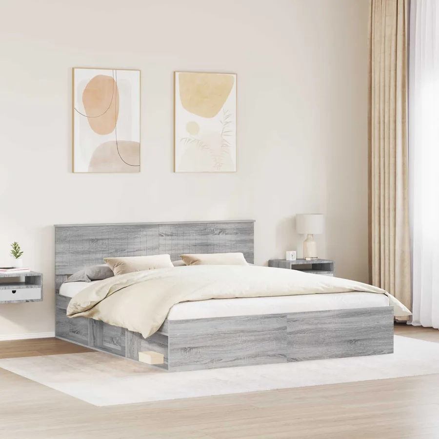 Cadre de lit Gris Sonoma 180 x 200 cm Pin massif - 3