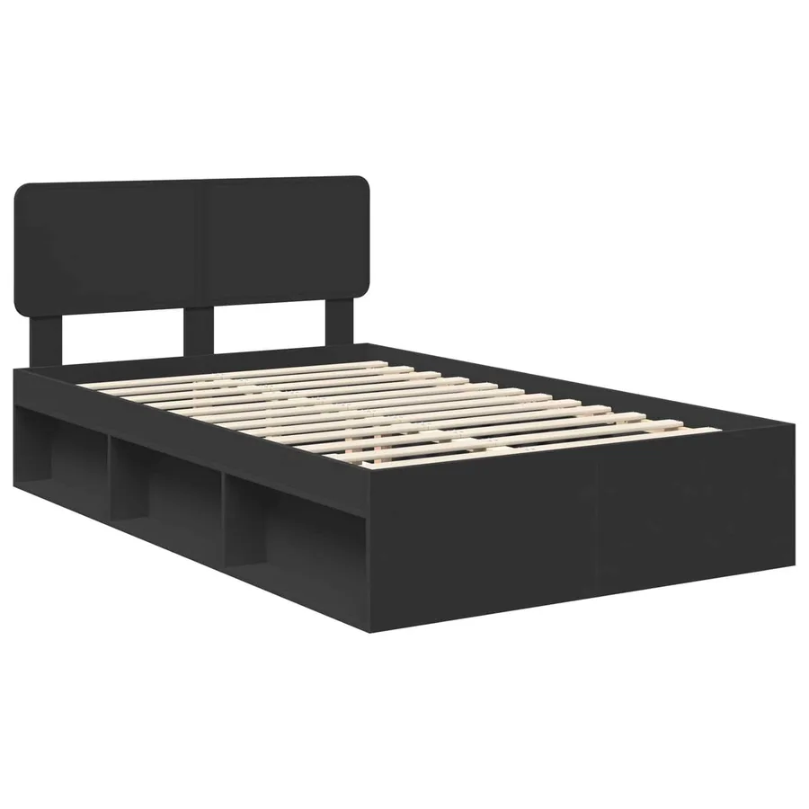 Cadre de lit avec tête de lit Noir 135 x 190 cm Pin massif - 4