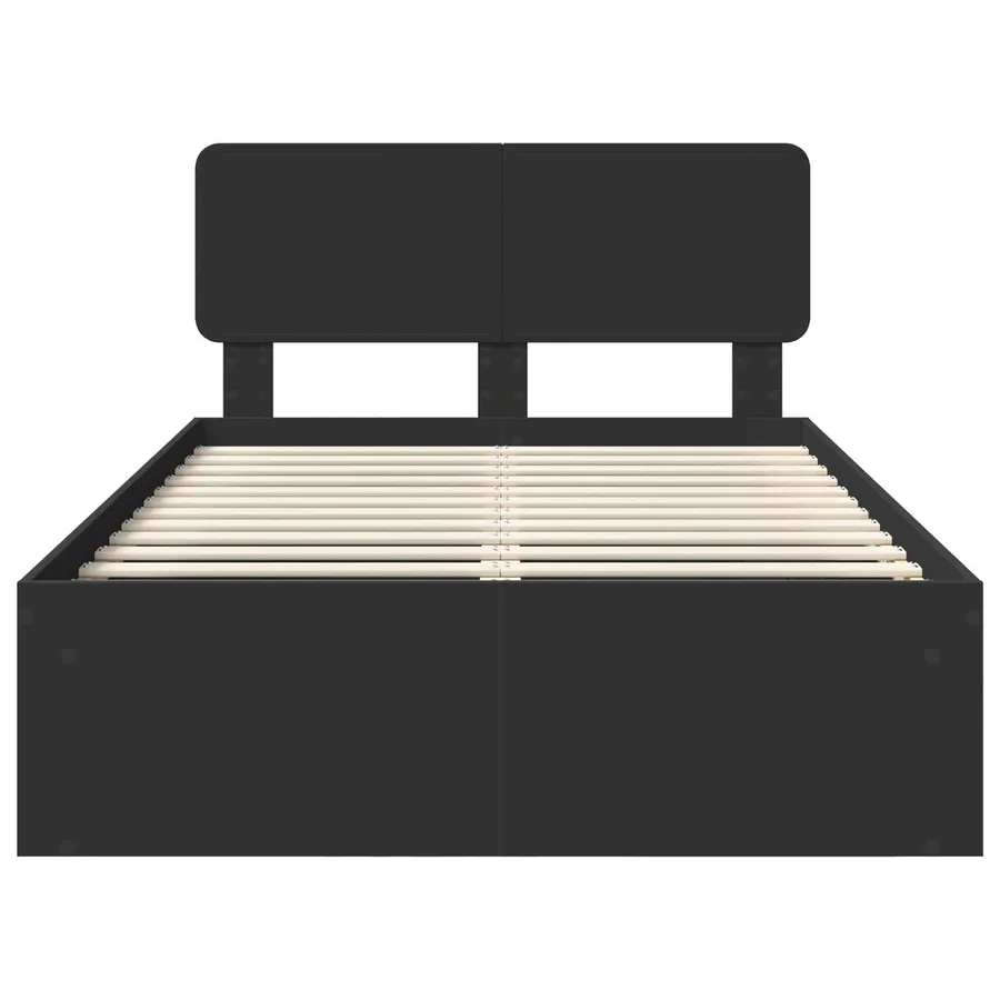Cadre de lit avec tête de lit Noir 135 x 190 cm Pin massif - 7