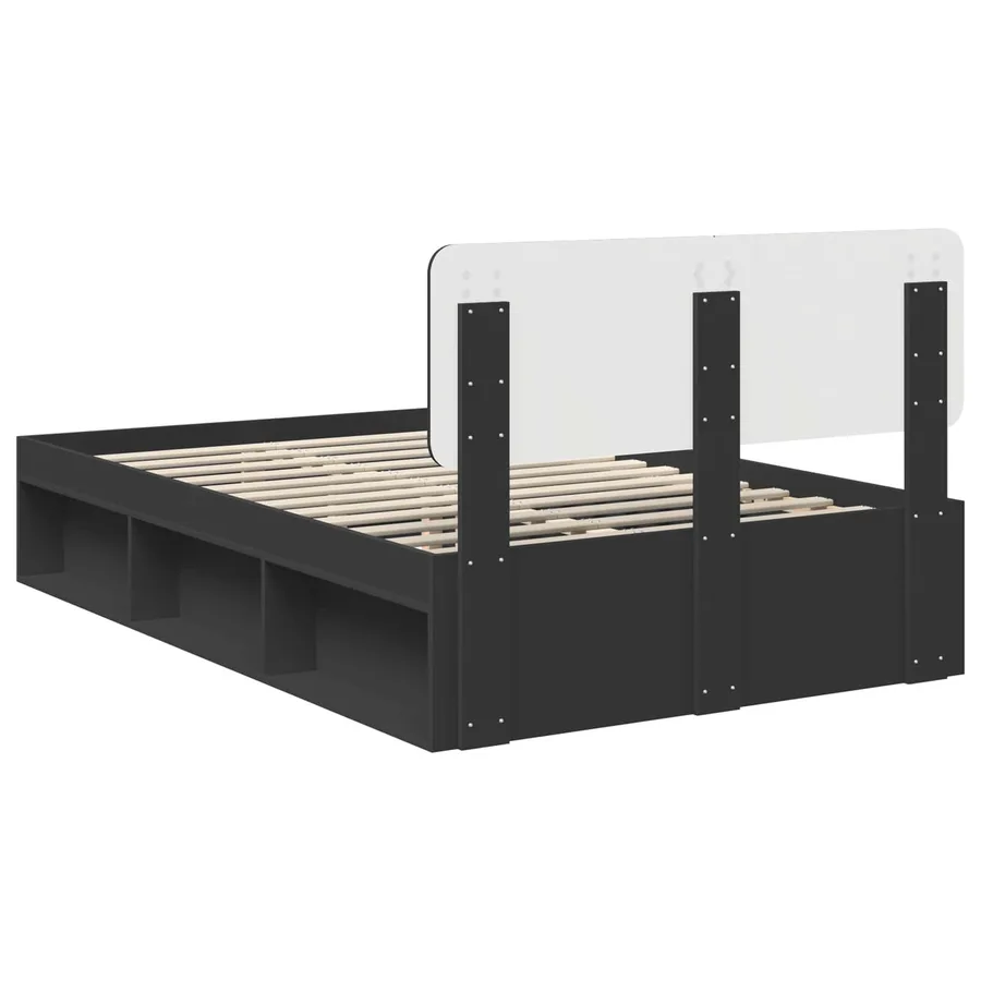Cadre de lit avec tête de lit Noir 135 x 190 cm Pin massif - 9