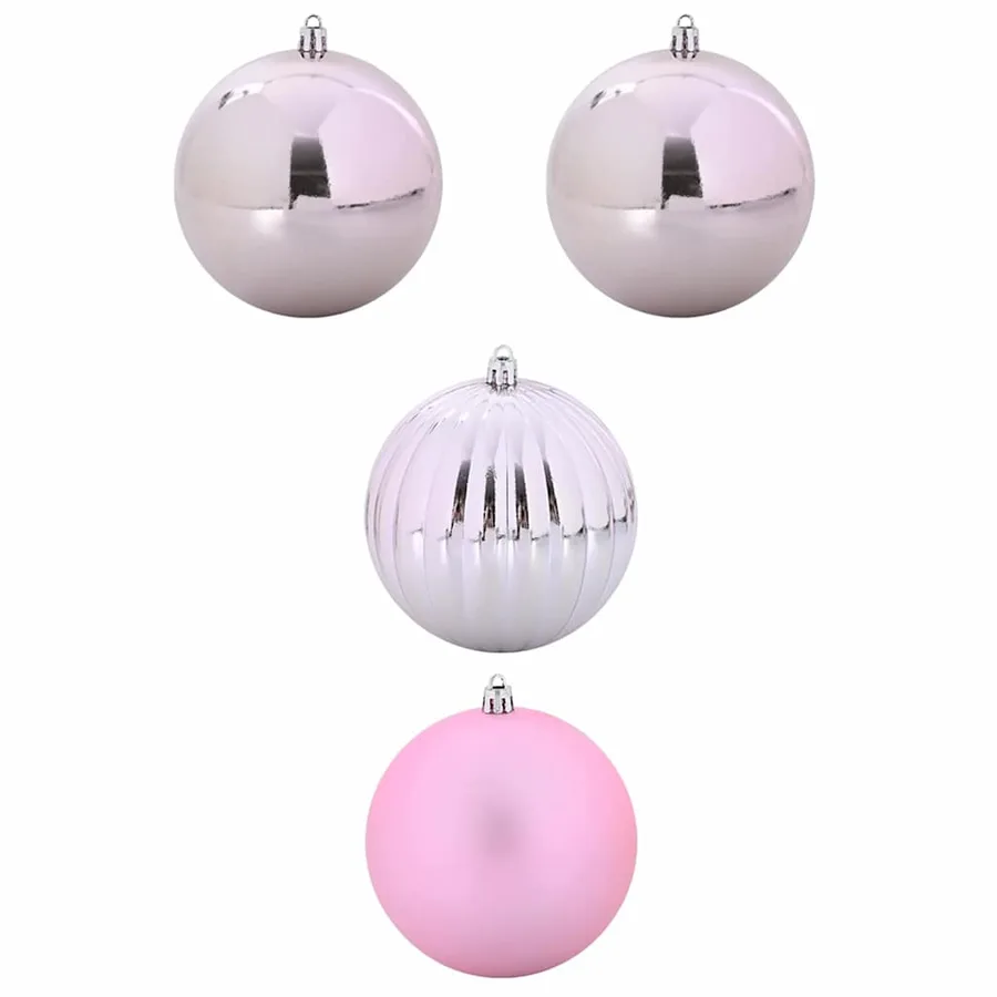 Ensemble de Boules de Noël XXL 4 pcs Rose Ø 20 cm Plastique LED - 2