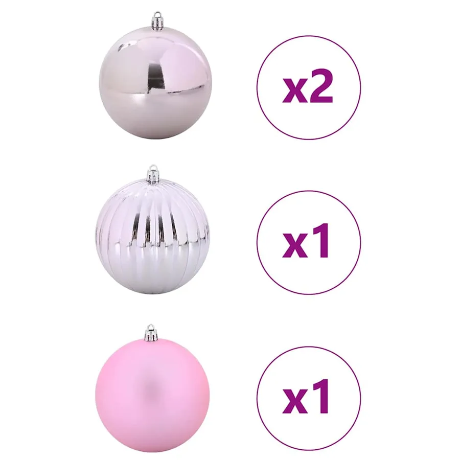 Ensemble de Boules de Noël XXL 4 pcs Rose Ø 20 cm Plastique LED - 3