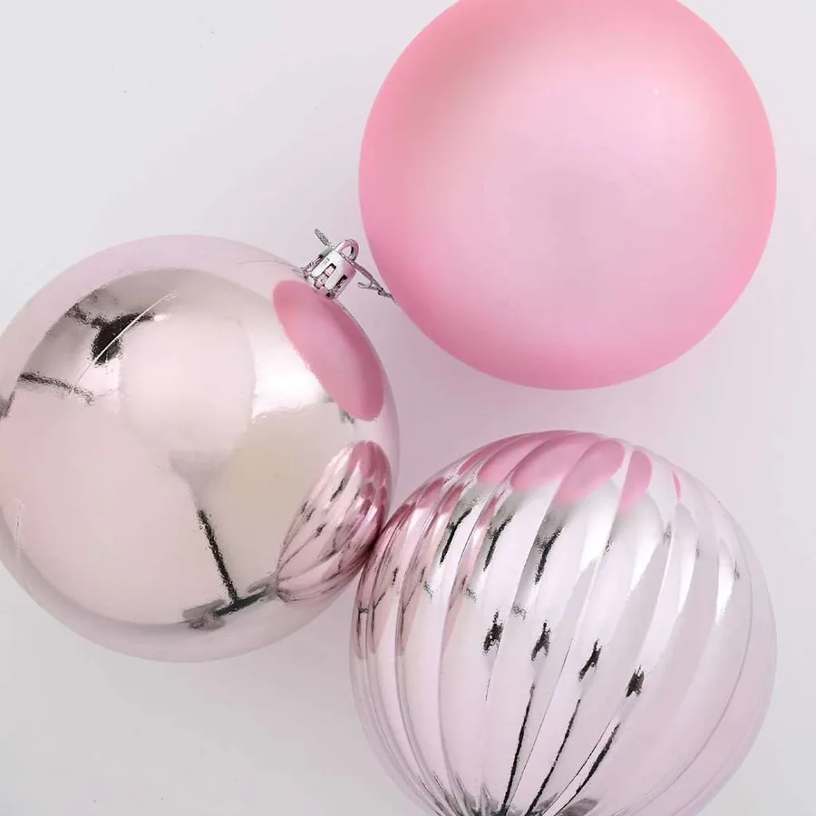 Ensemble de Boules de Noël XXL 4 pcs Rose Ø 20 cm Plastique LED - 4