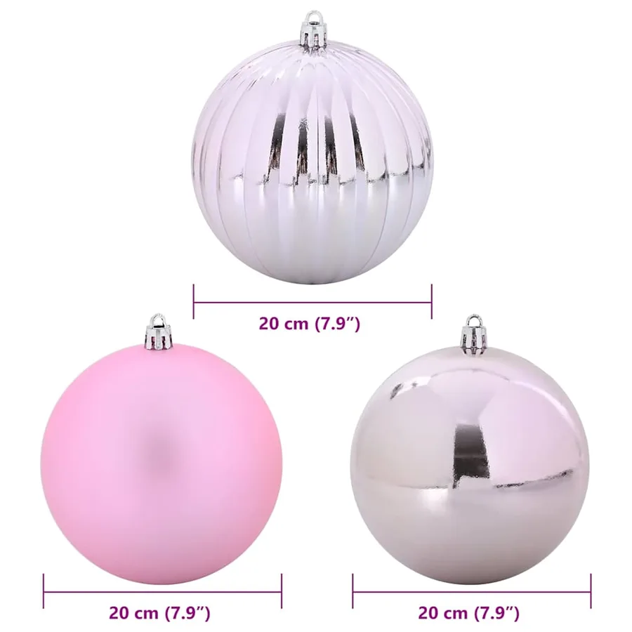 Ensemble de Boules de Noël XXL 4 pcs Rose Ø 20 cm Plastique LED - 5