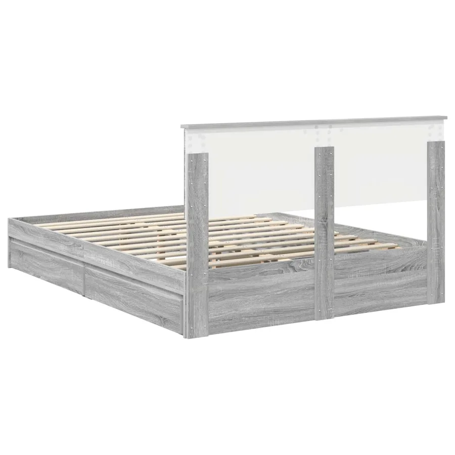 Lit de Rangement Gris Sonoma 140 x 200 cm Bois d'ingénierie - 10