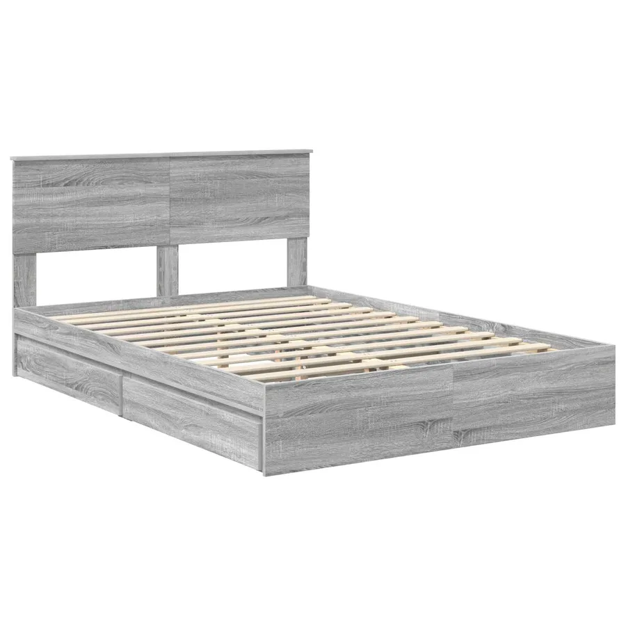 Lit de Rangement Gris Sonoma 140 x 200 cm Bois d'ingénierie - 4