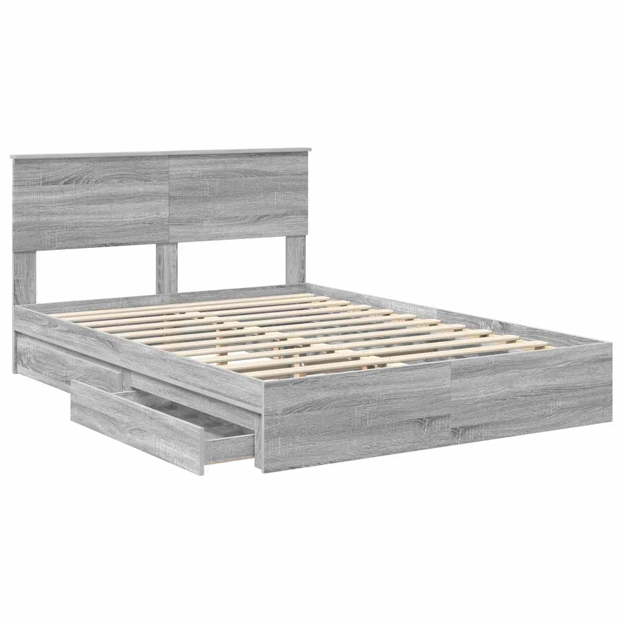 Lit de Rangement Gris Sonoma 140 x 200 cm Bois d'ingénierie - 5