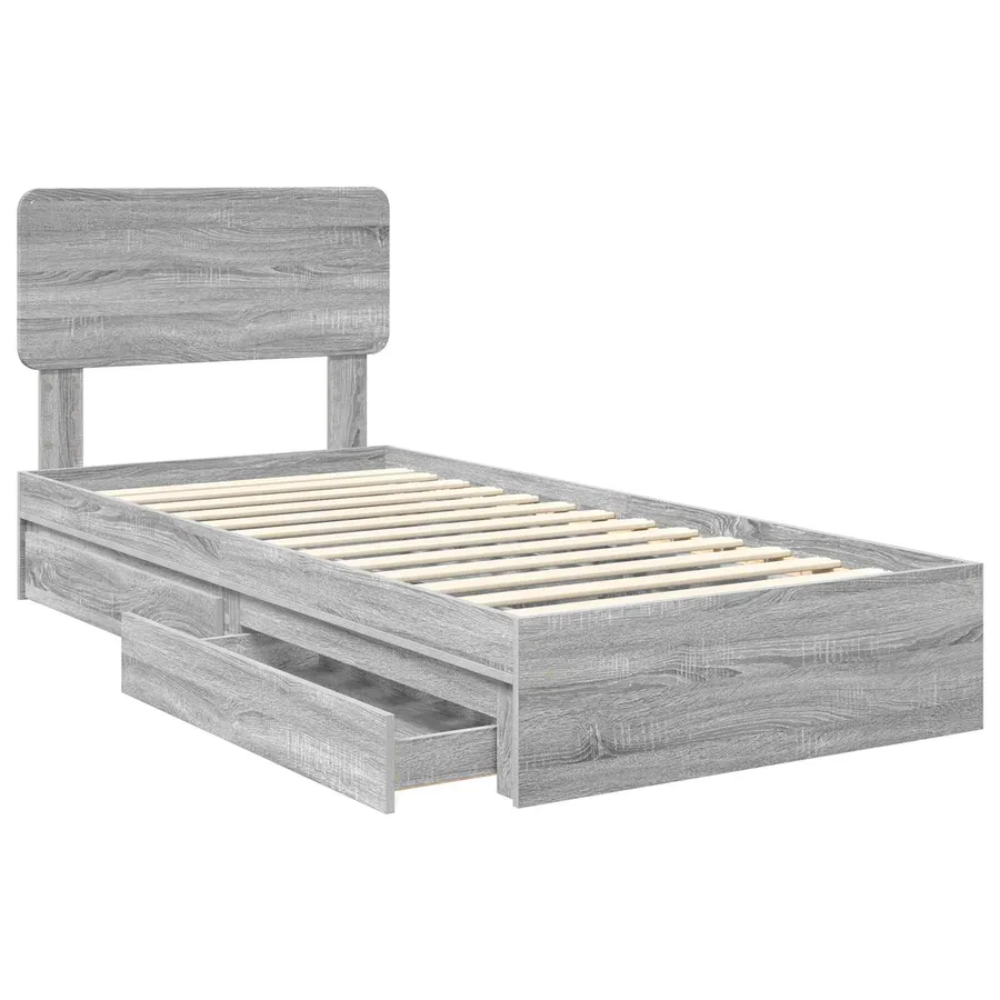 Lit de Rangement Gris Sonoma 75 x 190 cm Bois d'ingénierie - 5
