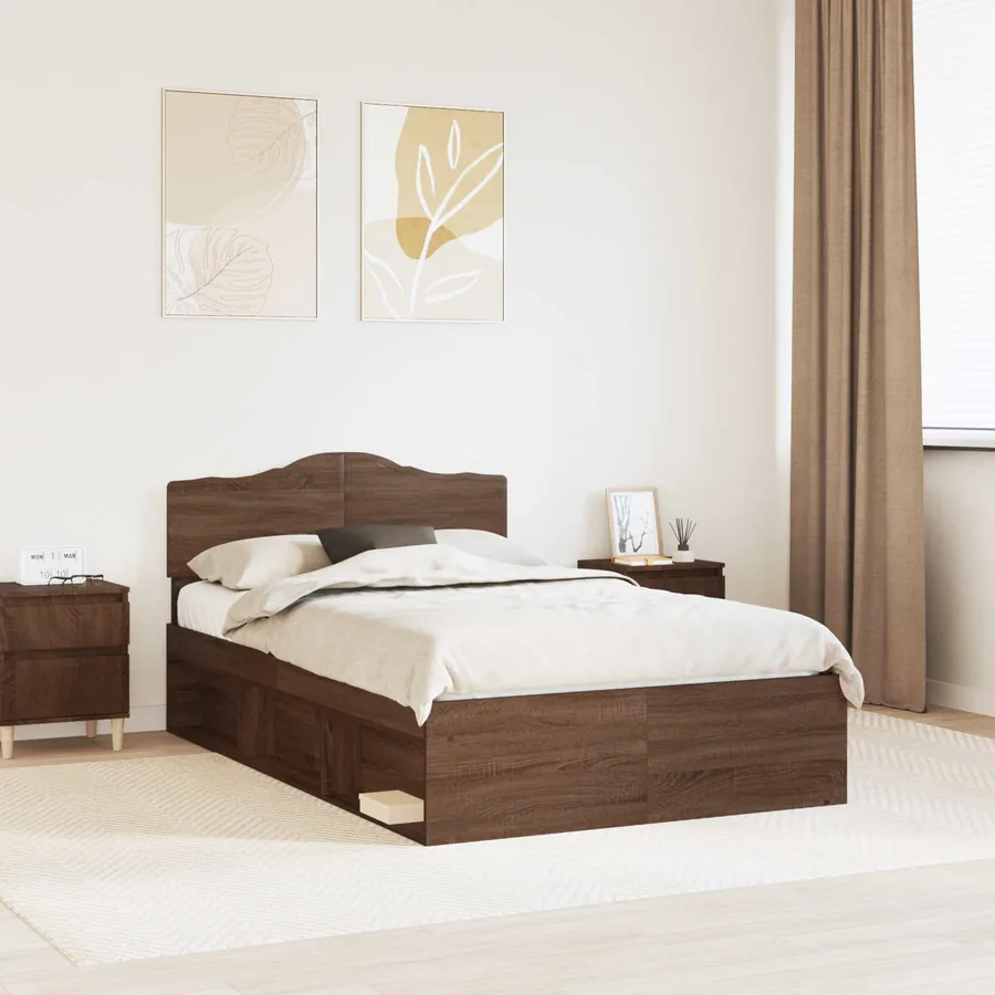 Cadre de lit Chêne brun 120 x 190 cm Bois de pin massif