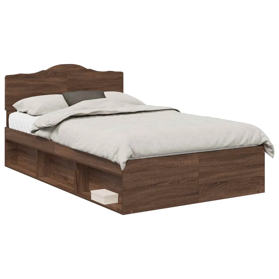 Cadre de lit Chêne brun 120 x 190 cm Bois de pin massif - 2