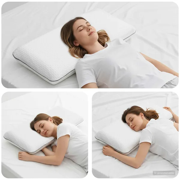 Coussin de sommeil Uni Blanc 80 x 35 x 10 cm Mousse de Gel