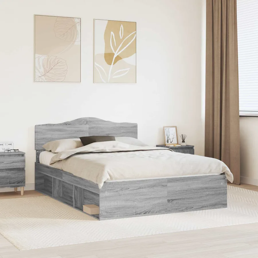 Cadre de lit Gris Sonoma 160 x 200 cm Bois de pin massif