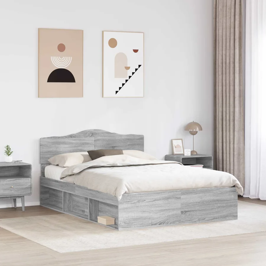 Cadre de lit Gris Sonoma 160 x 200 cm Bois de pin massif - 3