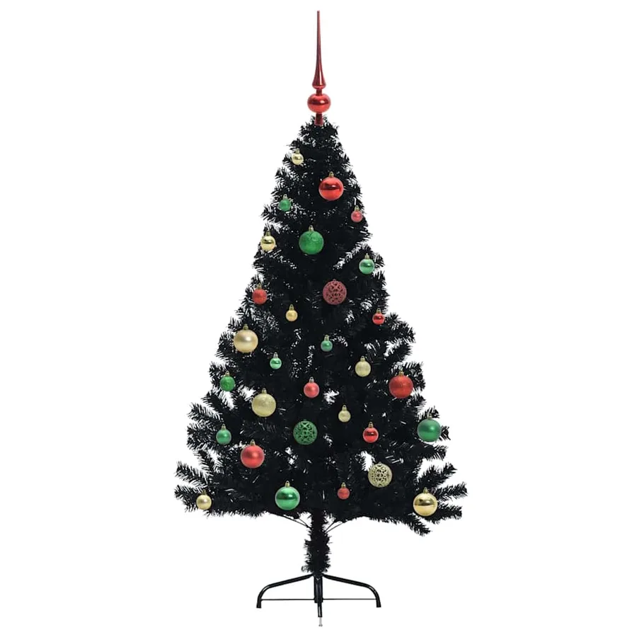 Sapin de Noël artificiel pré-éclairé Noir 150 cm PVC - 6