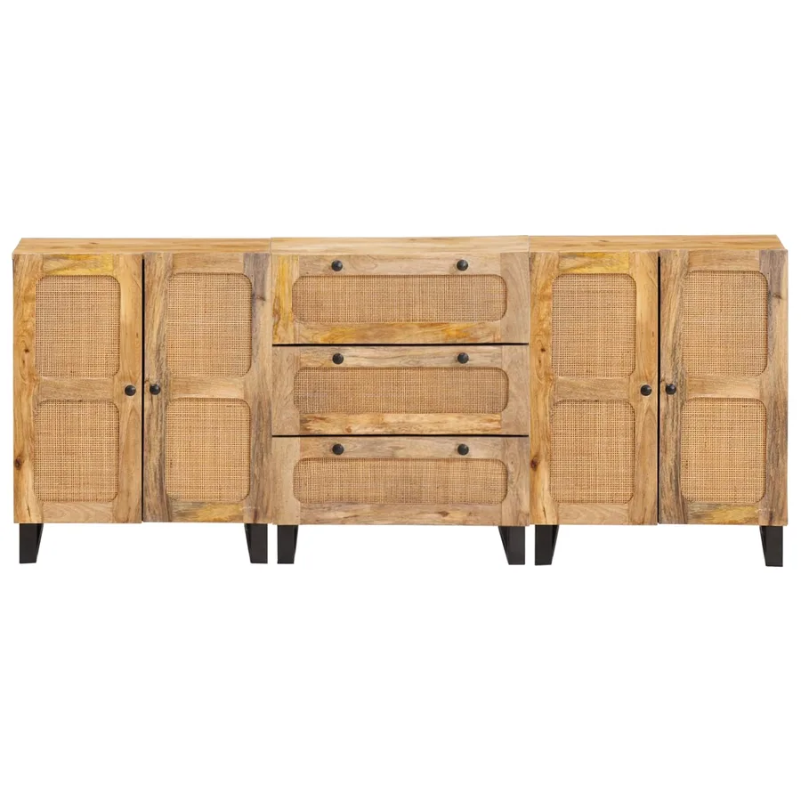 Buffet 3 pcs Marron 180 x 33 x 75 cm Bois de mangue massif - 5