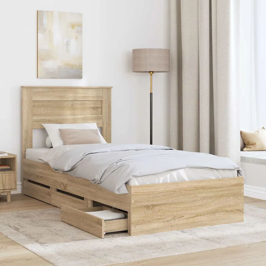 Cadre de lit Chêne Sonoma 90 x 200 cm Bois Ingénierie - 3