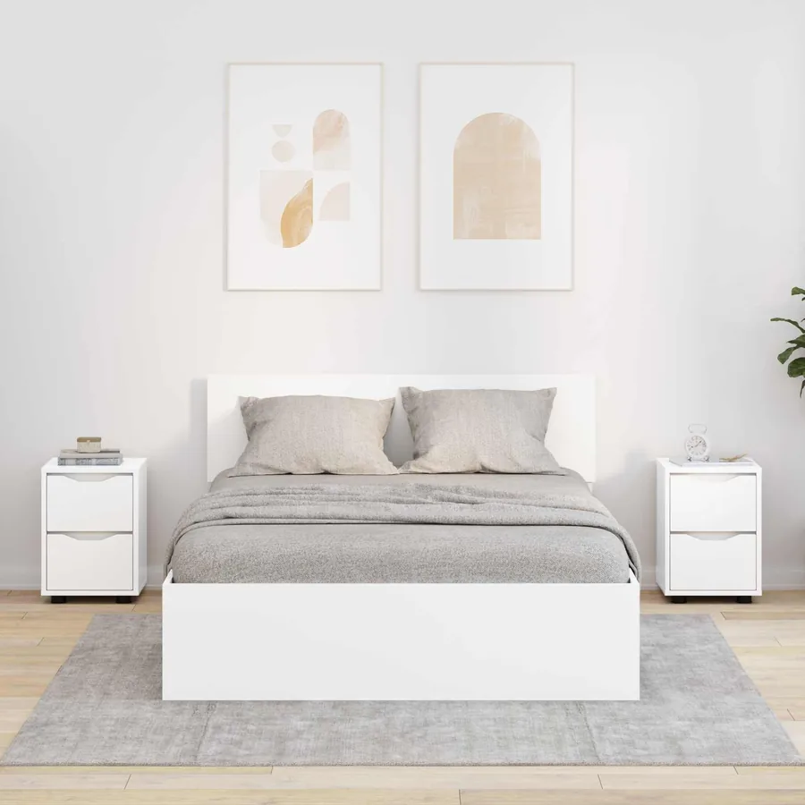 Tables de chevet avec tiroir 2 pcs Blanc 30,5 x 30 x 43 cm