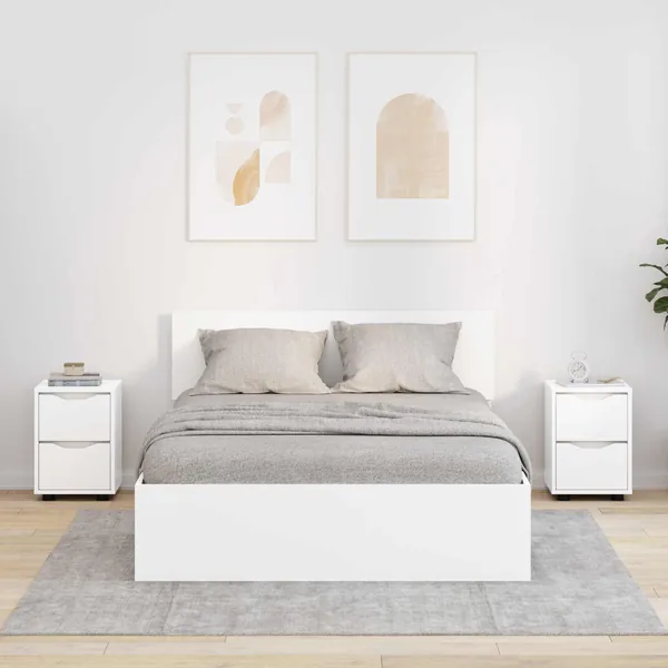 Tables de chevet avec tiroir 2 pcs Blanc 30,5 x 30 x 43 cm
