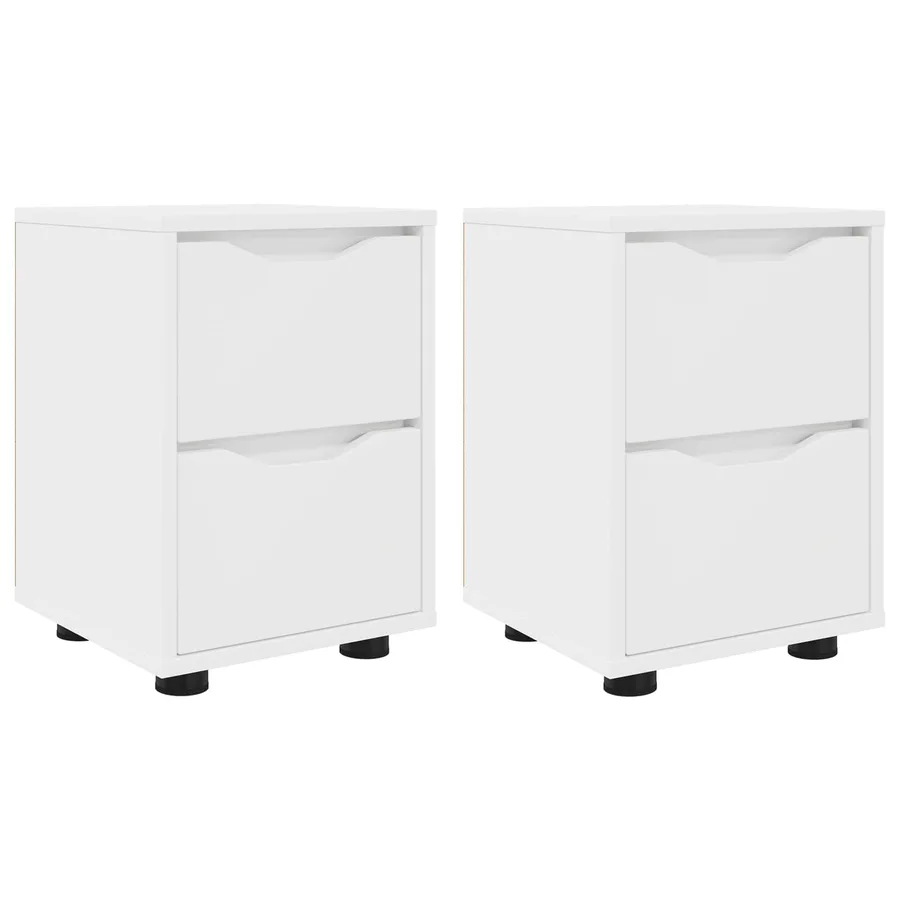 Tables de chevet avec tiroir 2 pcs Blanc 30,5 x 30 x 43 cm - 2