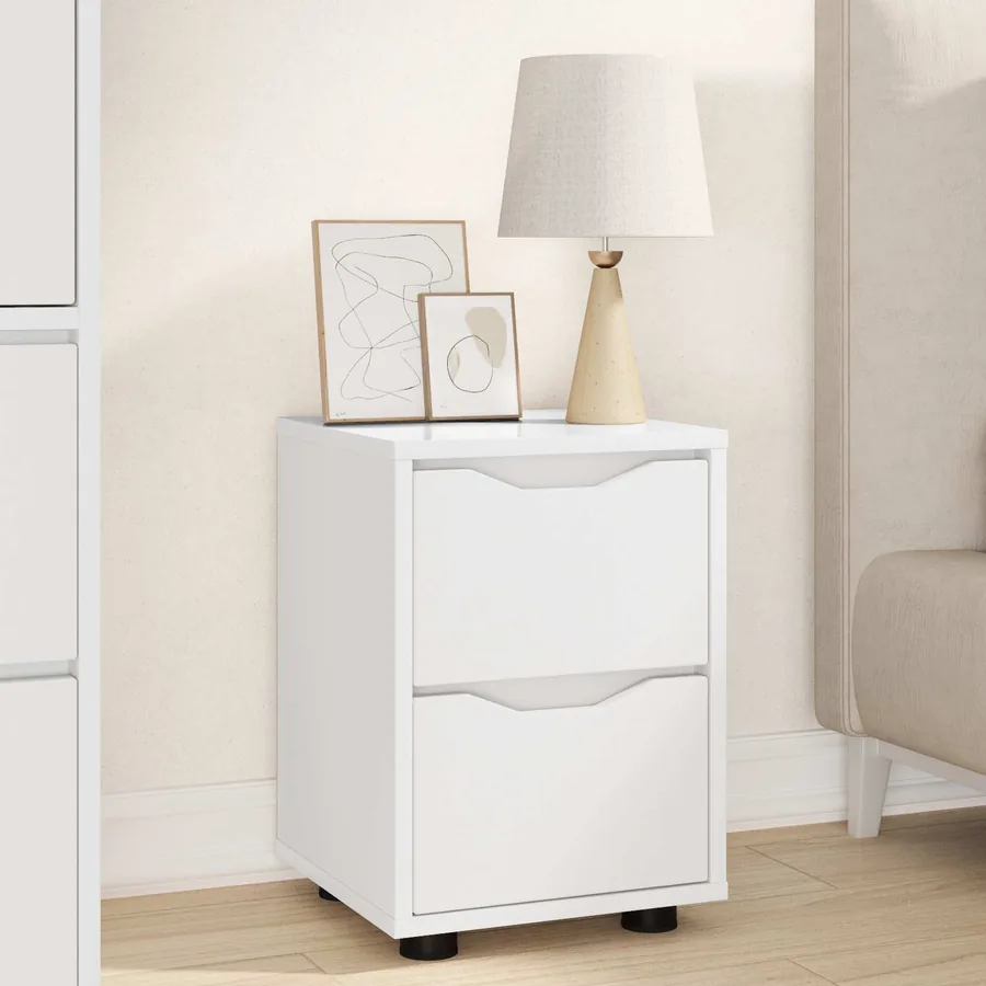 Tables de chevet avec tiroir 2 pcs Blanc 30,5 x 30 x 43 cm - 4