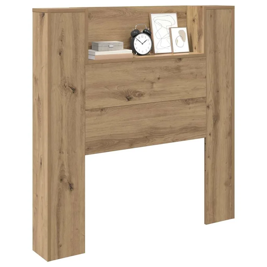 Tête de lit de rangement avec LED Chêne artisanal - 3