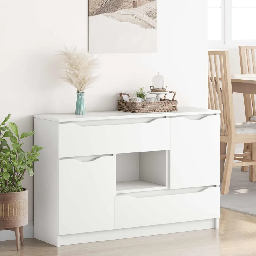 Buffet avec tiroir Blanc 100 x 30 x 65,6 Bois d'ingénierie - 4