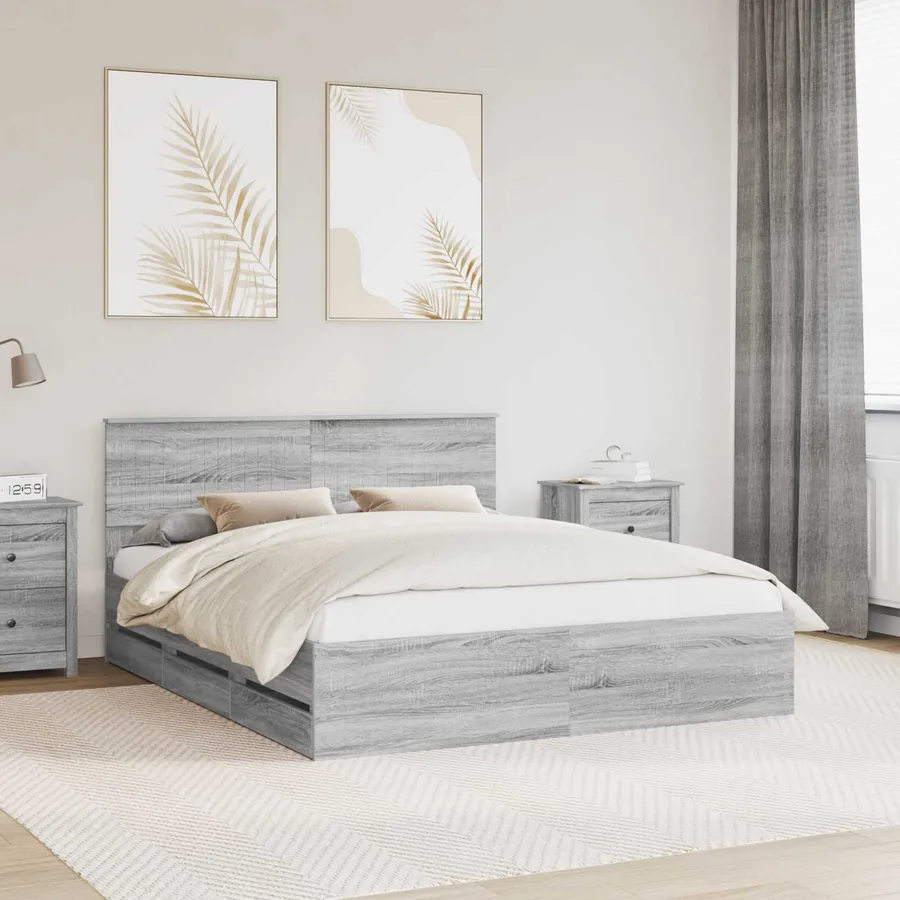 Cadre de lit Gris Sonoma 160 x 200 cm Bois Ingénierie