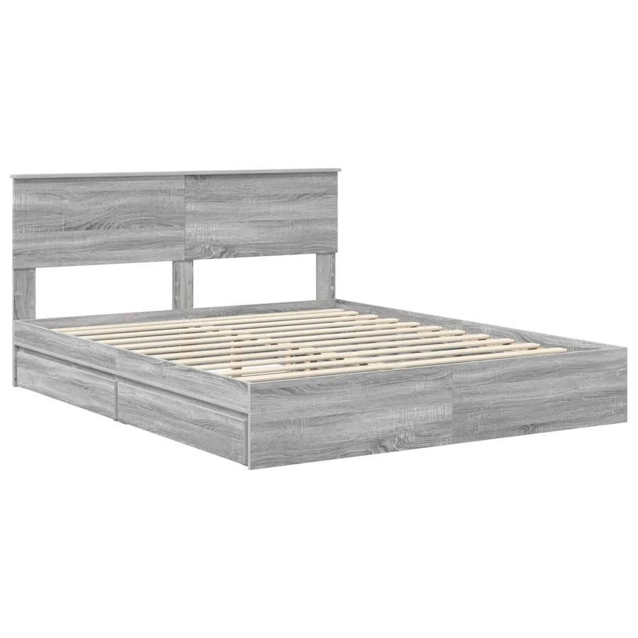 Lit de Rangement Gris Sonoma 160 x 200 cm Bois d'ingénierie - 4