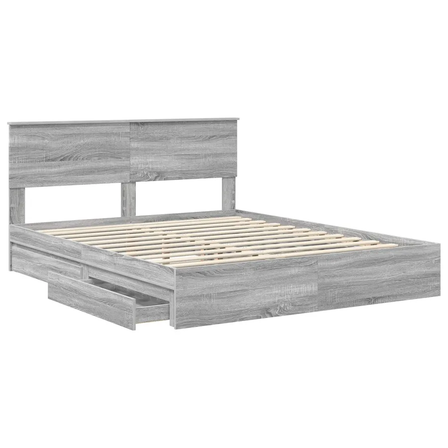 Lit de Rangement Gris Sonoma 160 x 200 cm Bois d'ingénierie - 5