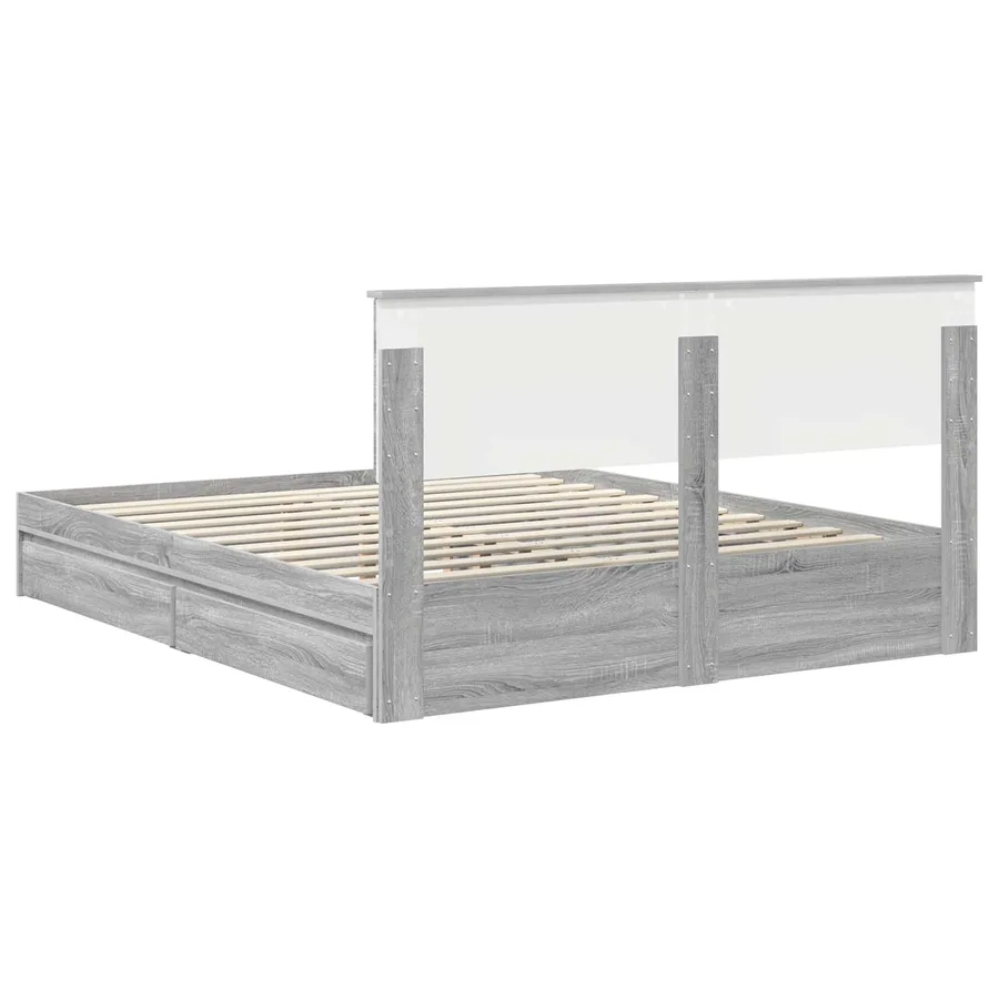 Lit de Rangement Gris Sonoma 160 x 200 cm Bois d'ingénierie - 8