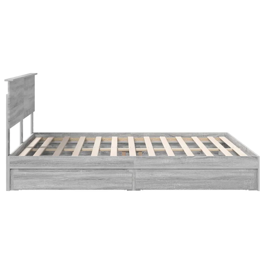 Lit de Rangement Gris Sonoma 160 x 200 cm Bois d'ingénierie - 9