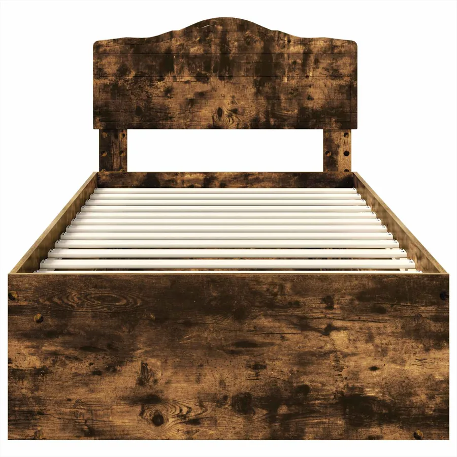 Cadre de lit Chêne fumé 75 x 190 cm Bois de pin massif - 7