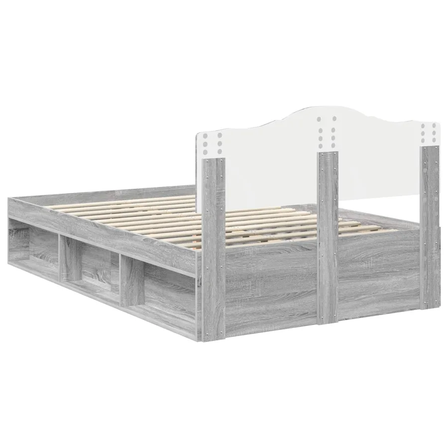 Cadre de lit Gris Sonoma 135 x 190 cm Bois de pin massif - 9